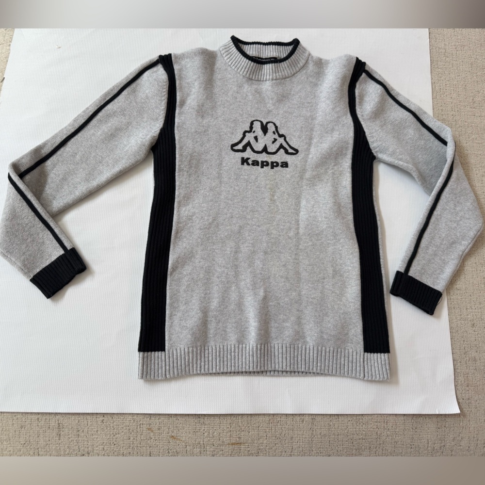 Kappa  Sweater in Gray with Black Accents Raised Logo XS /S Very Stretchy